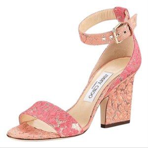 Jimmy Choo Metallic Pinks Edina Floral Flamingo